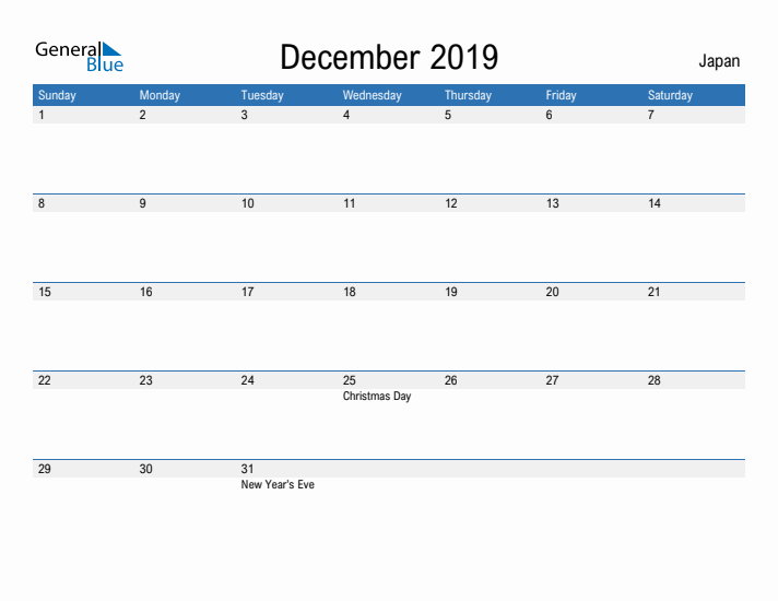 Fillable December 2019 Calendar