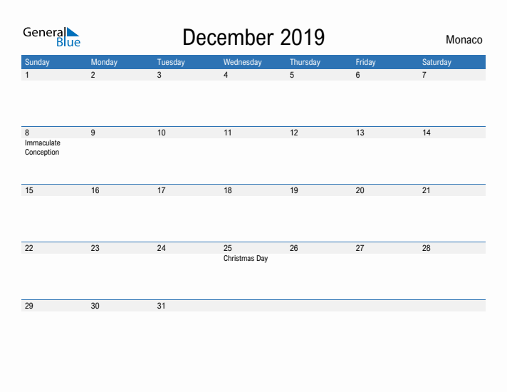 Fillable December 2019 Calendar