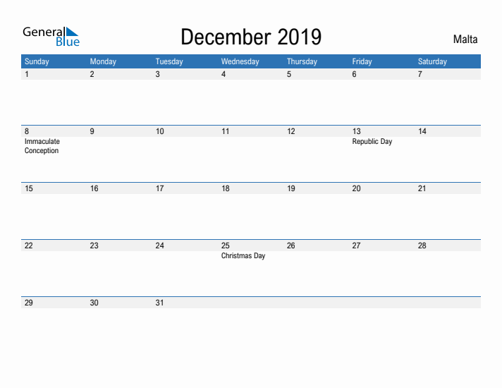 Fillable December 2019 Calendar