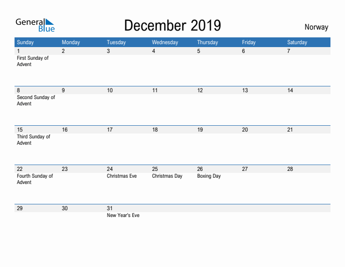 Fillable December 2019 Calendar