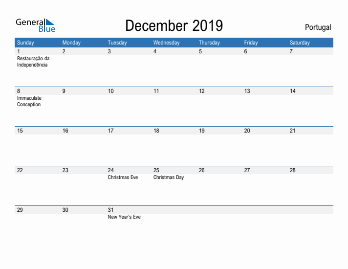 Fillable December 2019 Calendar