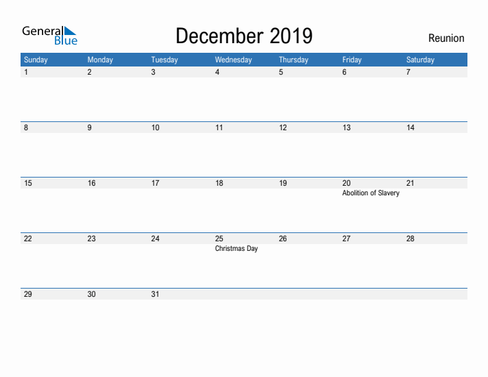 Fillable December 2019 Calendar