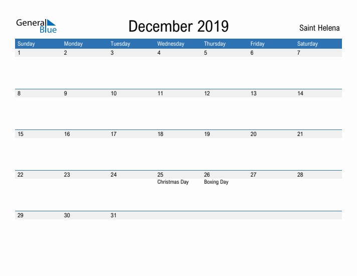 Fillable December 2019 Calendar