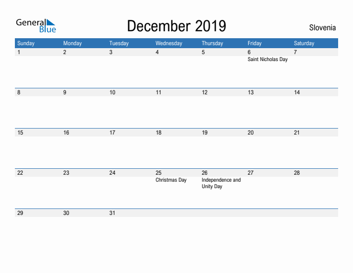 Fillable December 2019 Calendar