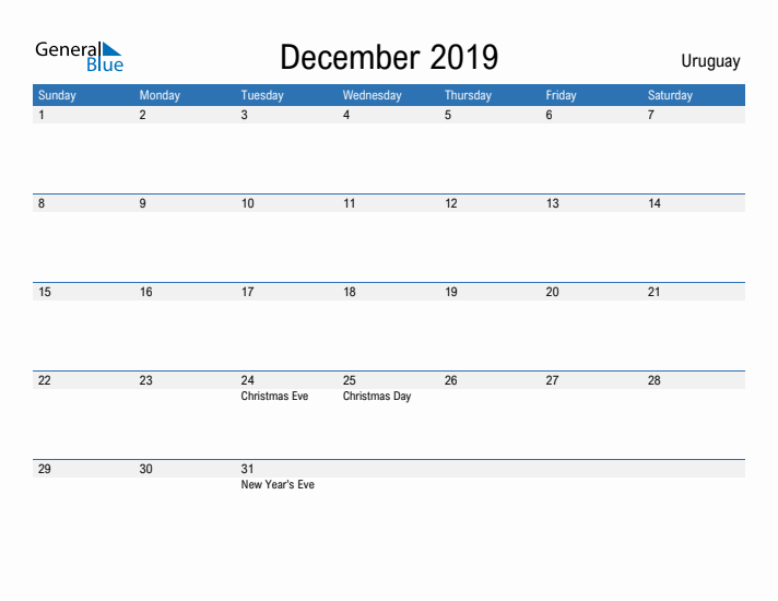 Fillable December 2019 Calendar