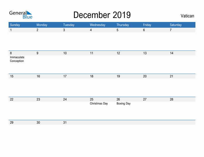 Fillable December 2019 Calendar