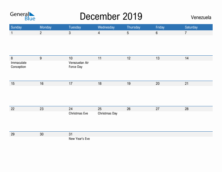 Fillable December 2019 Calendar