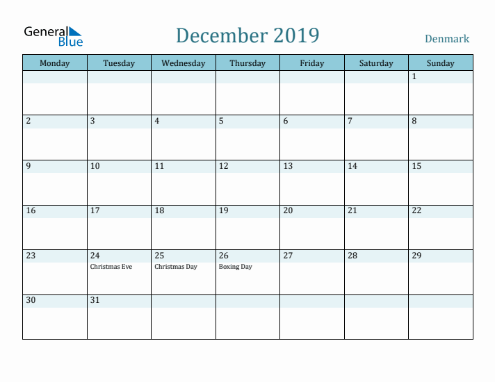 December 2019 Calendar with Holidays