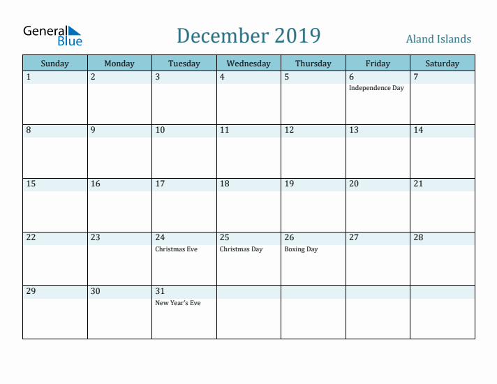 December 2019 Calendar with Holidays