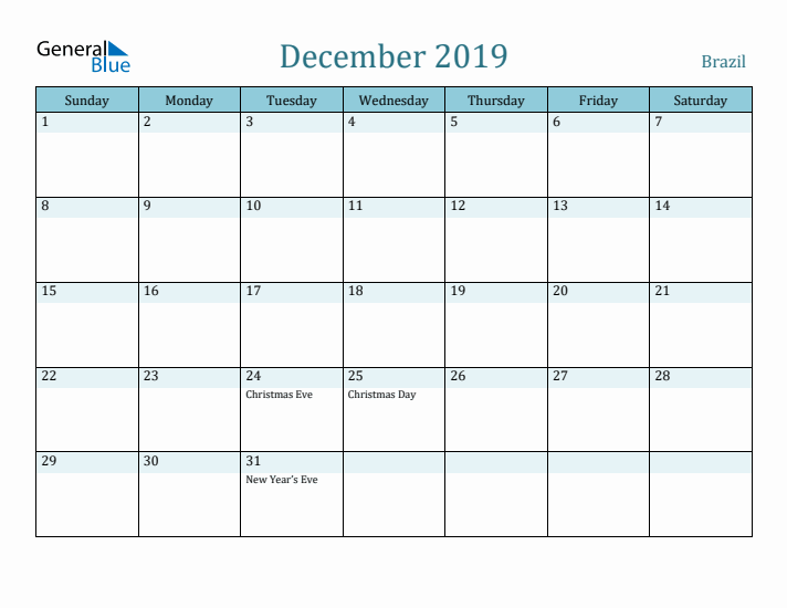 December 2019 Calendar with Holidays