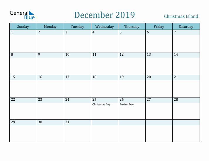 December 2019 Calendar with Holidays