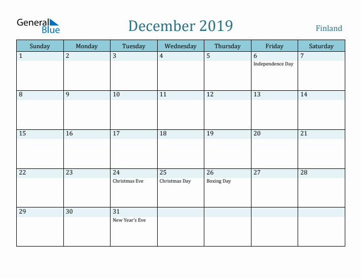 December 2019 Calendar with Holidays