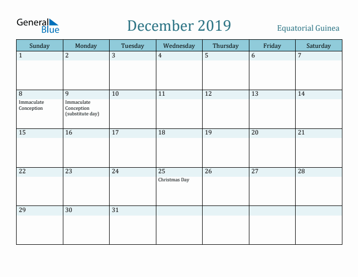 December 2019 Calendar with Holidays