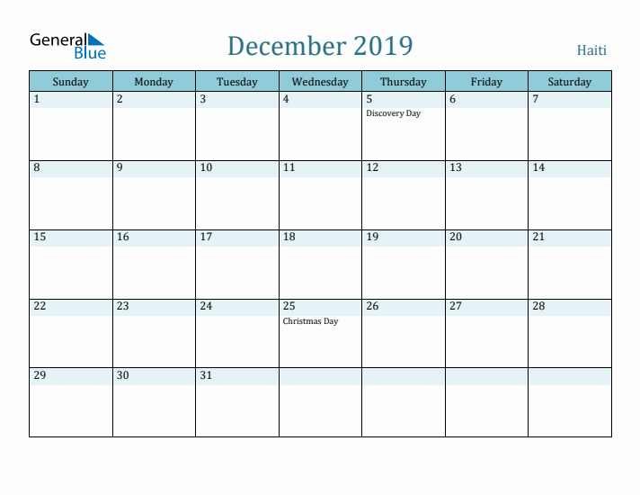 December 2019 Calendar with Holidays