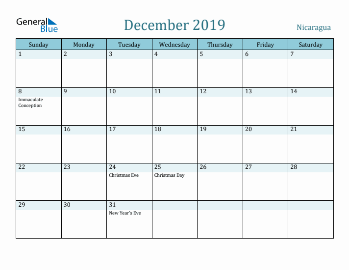 December 2019 Calendar with Holidays