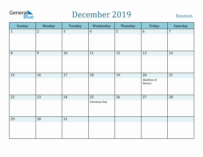 December 2019 Calendar with Holidays