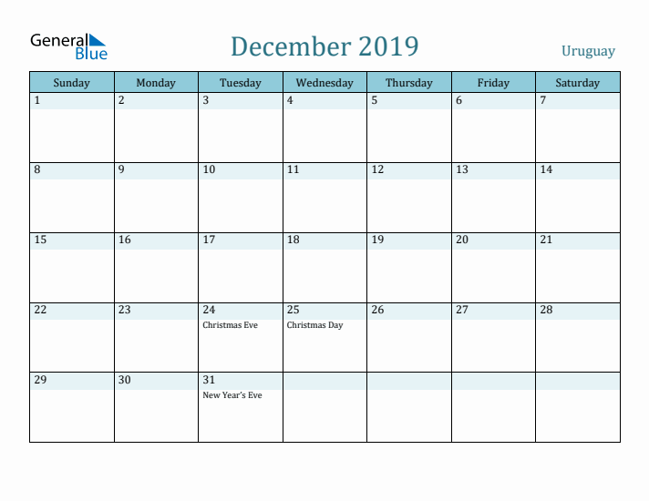 December 2019 Calendar with Holidays