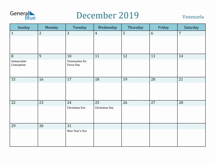 December 2019 Calendar with Holidays