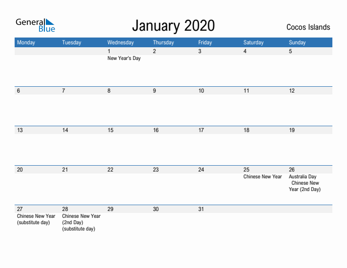 Fillable January 2020 Calendar