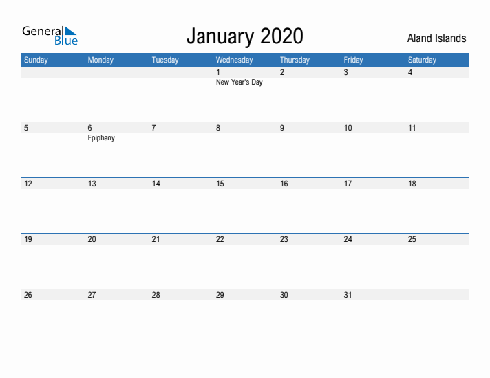 Fillable January 2020 Calendar