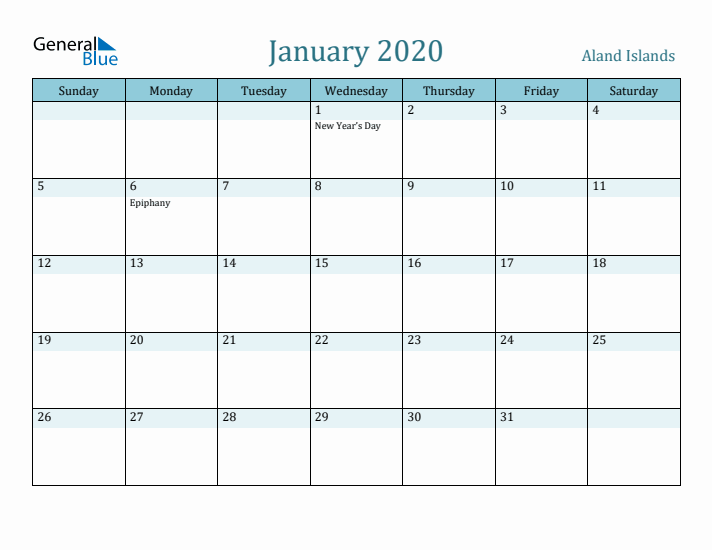 January 2020 Calendar with Holidays