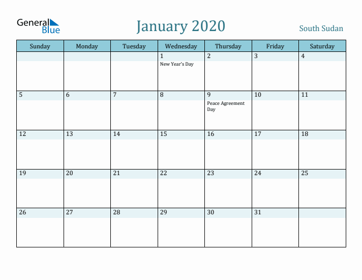 January 2020 Calendar with Holidays