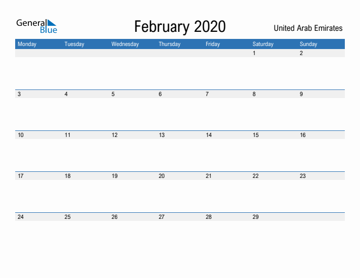 Fillable February 2020 Calendar