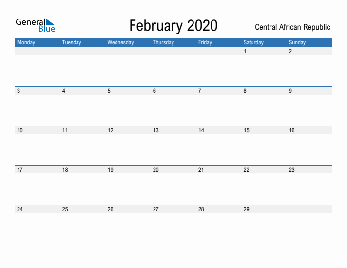 Fillable February 2020 Calendar