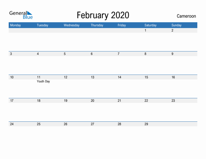 Fillable February 2020 Calendar