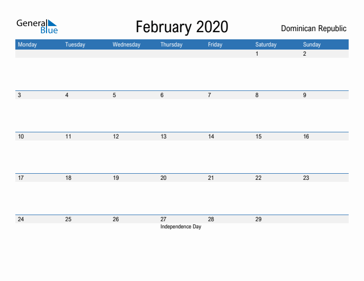 Fillable February 2020 Calendar