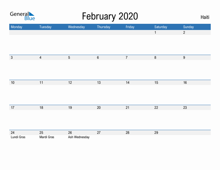 Fillable February 2020 Calendar