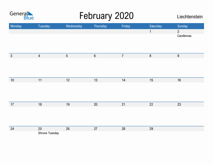 Fillable February 2020 Calendar