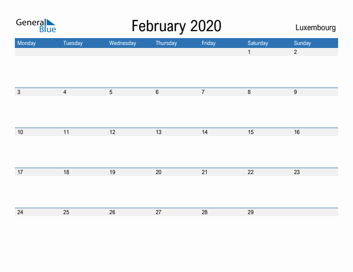 Fillable February 2020 Calendar