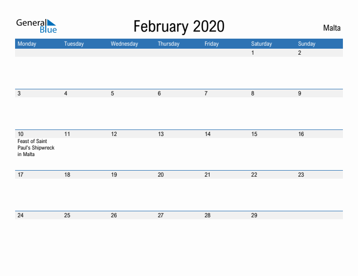 Fillable February 2020 Calendar