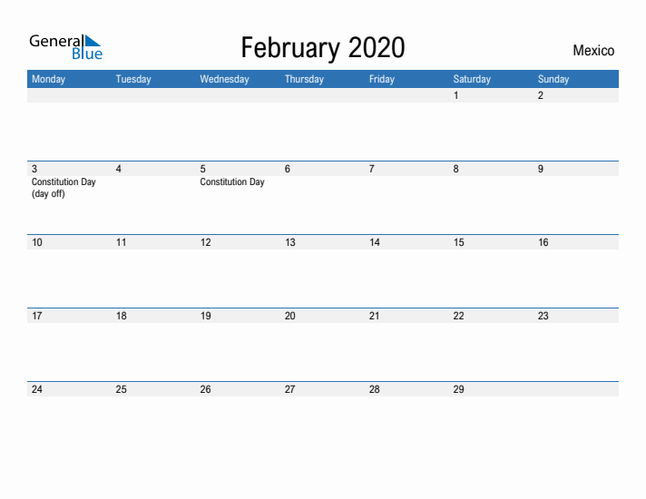 Fillable February 2020 Calendar