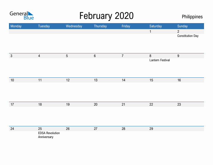 Fillable February 2020 Calendar