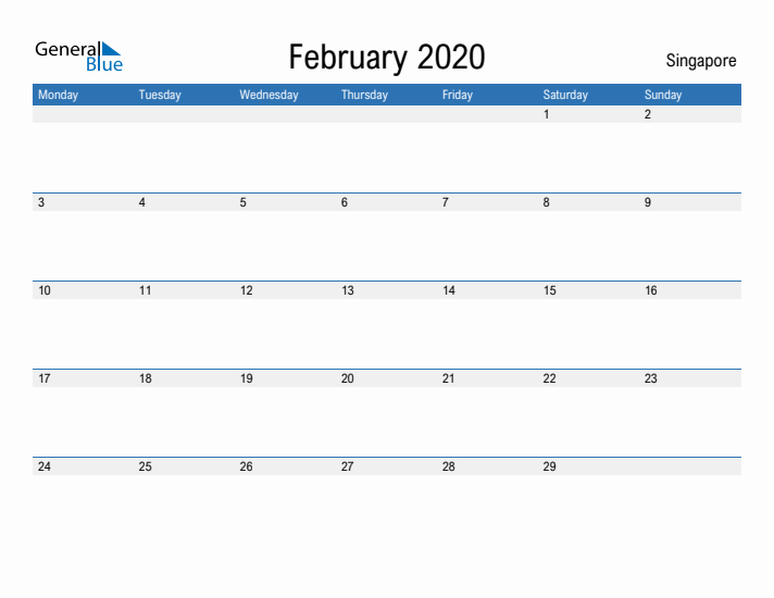 Fillable February 2020 Calendar