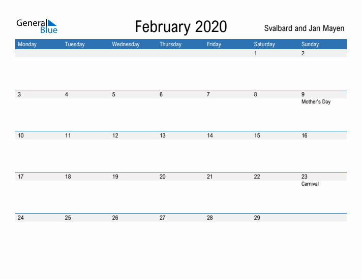 Fillable February 2020 Calendar