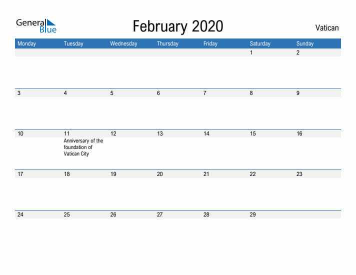 Fillable February 2020 Calendar