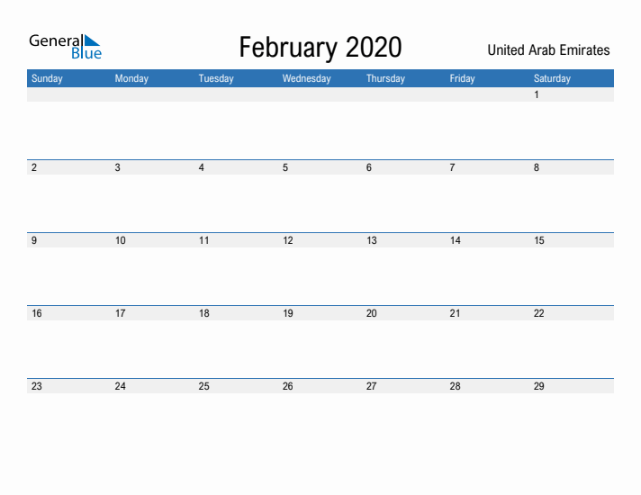 Fillable February 2020 Calendar