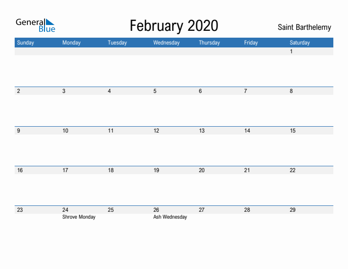 Fillable February 2020 Calendar