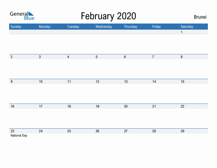 Fillable February 2020 Calendar