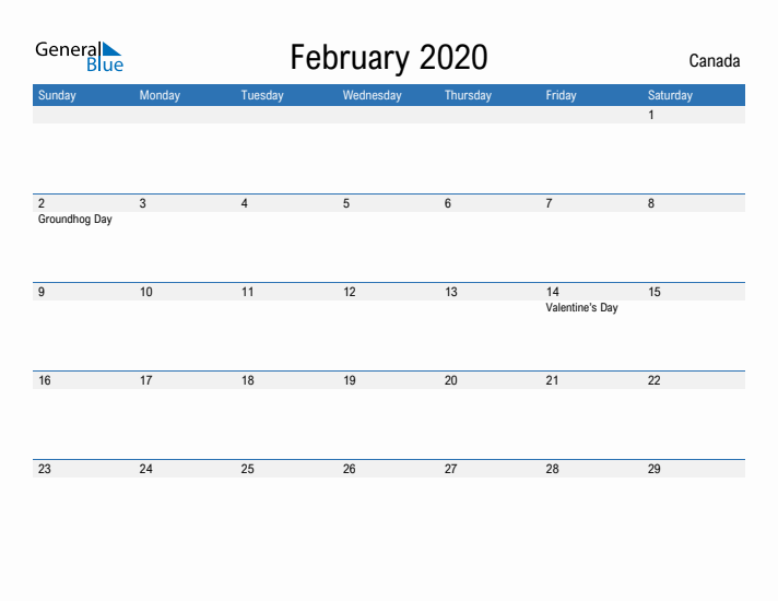 Fillable February 2020 Calendar