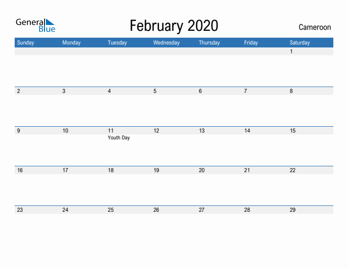 Fillable February 2020 Calendar