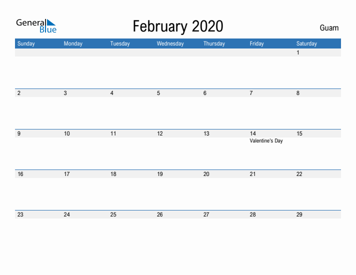 Fillable February 2020 Calendar