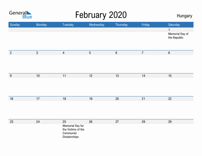 Fillable February 2020 Calendar