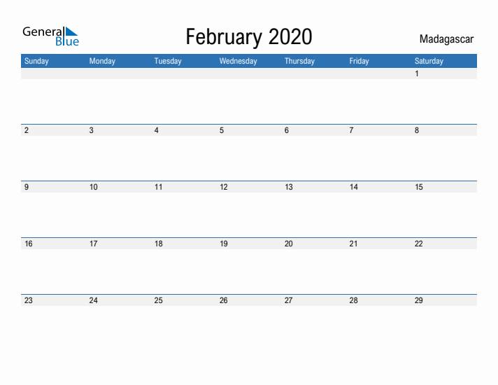 Fillable February 2020 Calendar