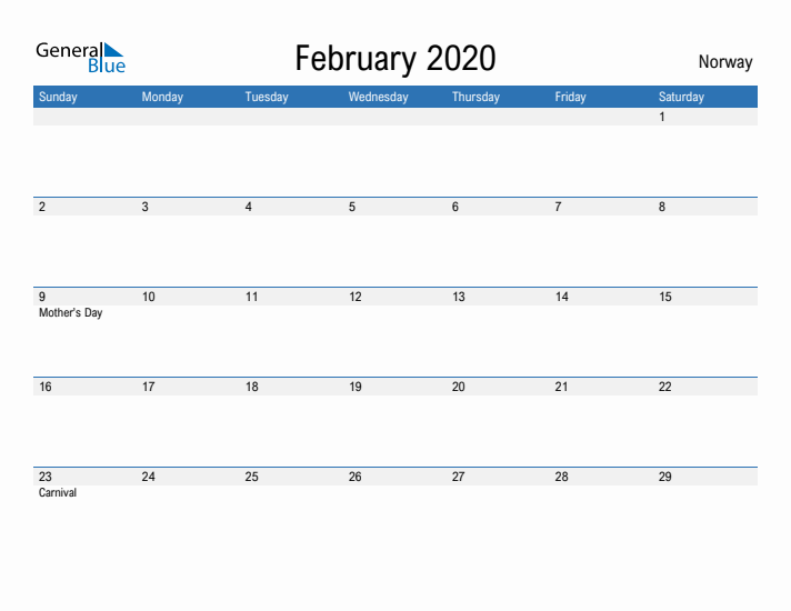 Fillable February 2020 Calendar