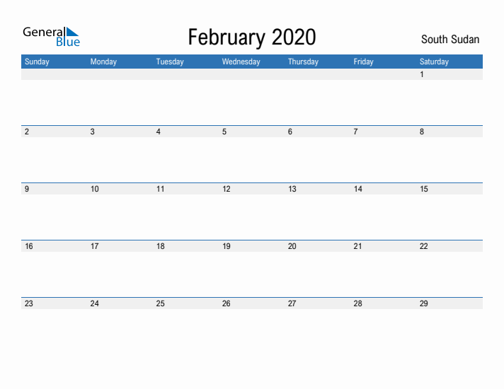 Fillable February 2020 Calendar