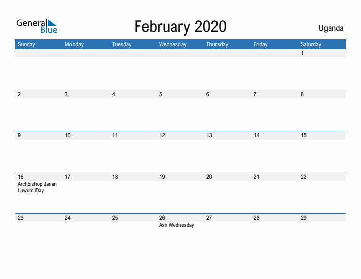 Fillable February 2020 Calendar